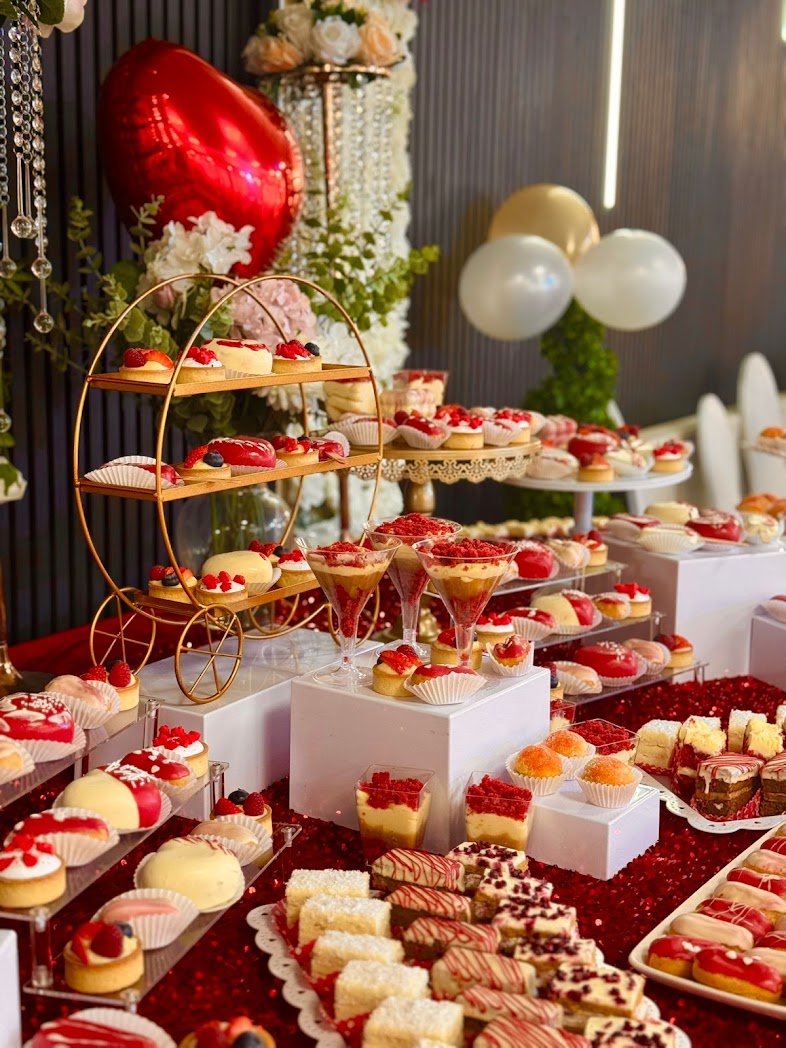 Candy bar roșu pentru nuntă sau botez